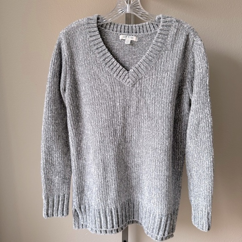 Orvis soft V-neck long sleeve chenille sweater size small